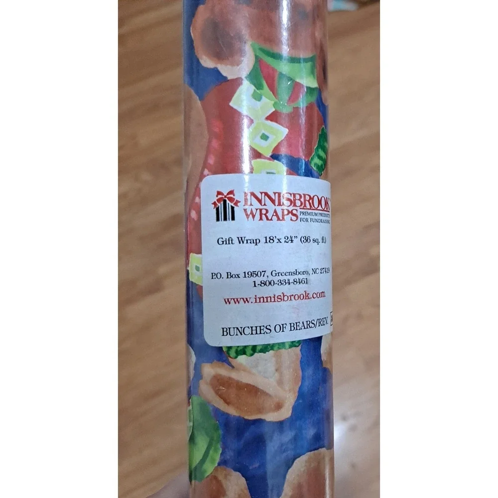 Innisbrook Wrapping Paper Hop To It 18 Foot x 24 Inches Bunches Of Bears Rev.NEW